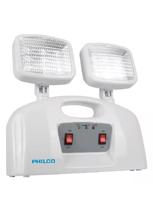 LÁMPARA DE EMERGENCIA LED, 2 FOCOS PHILCO CERTIFICADO, EN COLOR BLANCO - 1