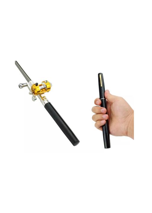 KIT DE CAÑA DE PESCAR TELESCÓPICAS MINI FORMA DE BOLÍGRAFO, EN COLOR NEGRO - 2