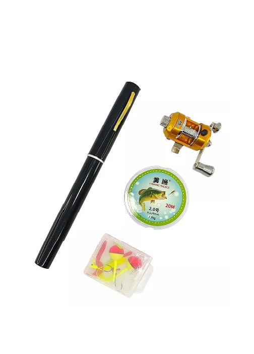 KIT DE CAÑA DE PESCAR TELESCÓPICAS MINI FORMA DE BOLÍGRAFO, EN COLOR NEGRO - 4