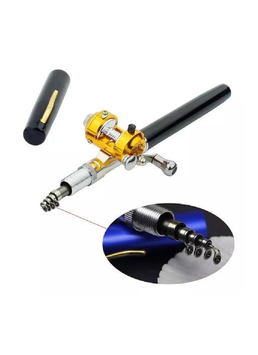 KIT DE CAÑA DE PESCAR TELESCÓPICAS MINI FORMA DE BOLÍGRAFO, EN COLOR NEGRO - 6