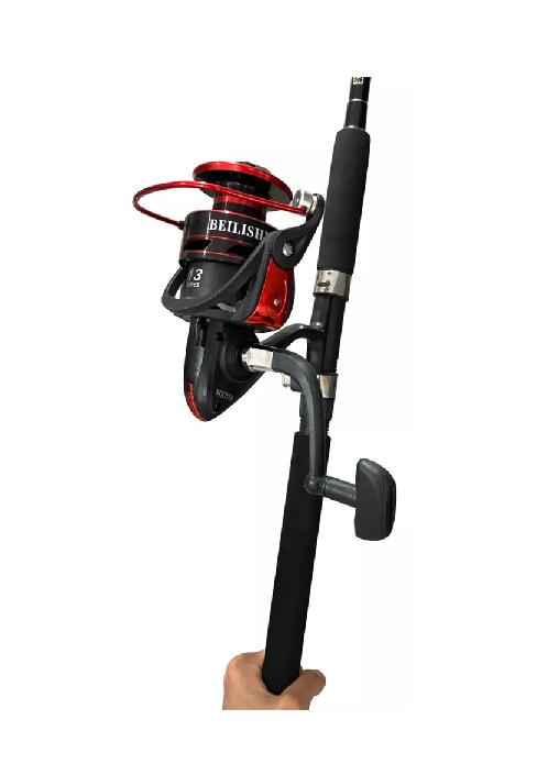 COMBO CAÑA DE PESCAR BOTERA 1.8M + CARRETE + MULTIFILAM + SEÑUELO, EN COLOR NEGRO - 1