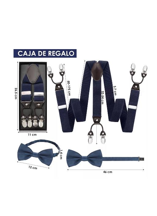 SUSPENSOR HUMITA EN CAJA TIRANTES HOMBRE AJUSTABLE ELÁSTICO, AZUL MARINO - 5