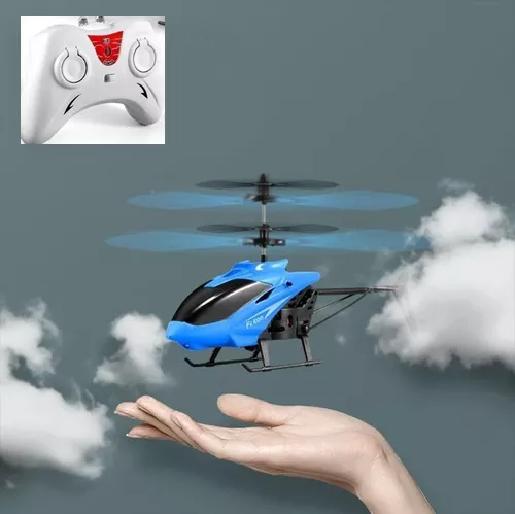 HELICÓPTERO VOLADOR MINI DRON CONTROL REMOTO CELESTE - 3