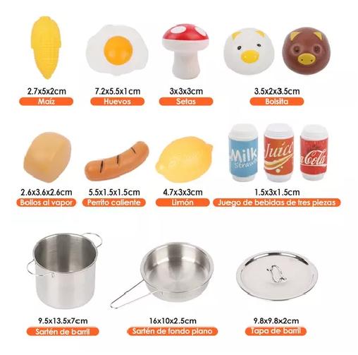 COCINA DE JUGUETES 42 PIEZAS SET KITS Y COMIDAS MULTICOLOR - 6