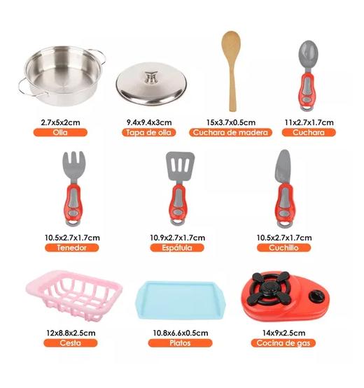 COCINA DE JUGUETES 42 PIEZAS SET KITS Y COMIDAS MULTICOLOR - 7