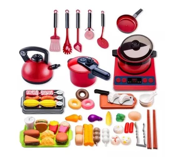 61 JUGUETES DE COCINA PARA NIÑOS, UTENSILIOS, COCINA Y ALIMENTOS MULTICOLOR - 2