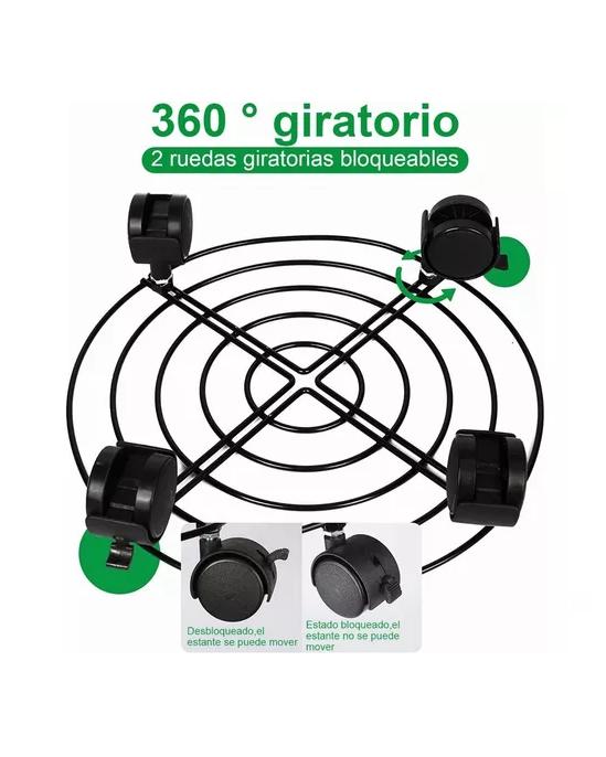 2 SOPORTES BASE PARA MACETA DE METAL CON RUEDAS - 2