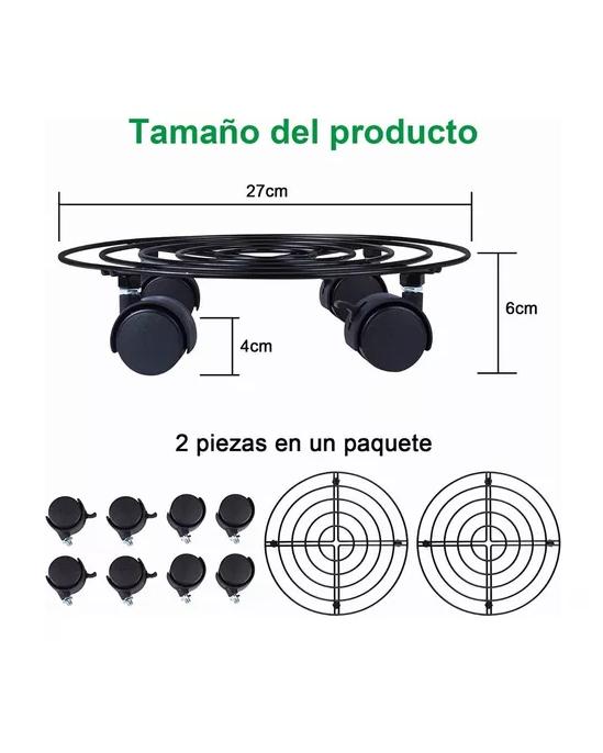2 SOPORTES BASE PARA MACETA DE METAL CON RUEDAS - 3