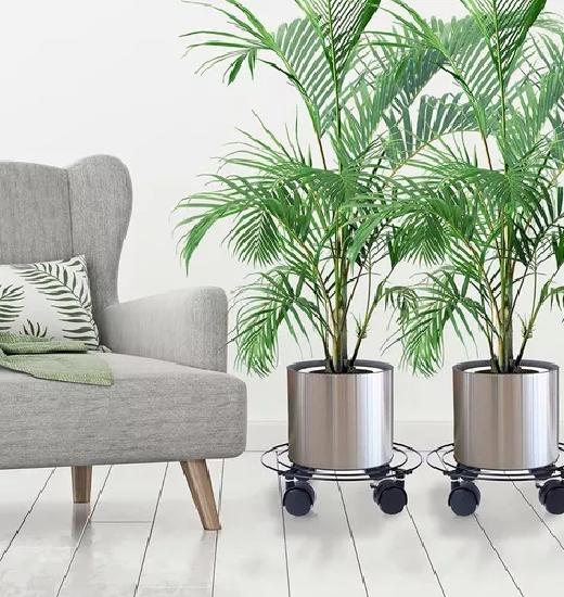 2 SOPORTES BASE PARA MACETA DE METAL CON RUEDAS - 5