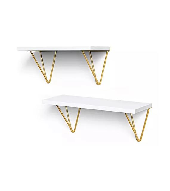 2 REPISAS DECORATIVAS ESTILO NÓRDICO ORGANIZADOR BLANCAS Y DORADAS - 1