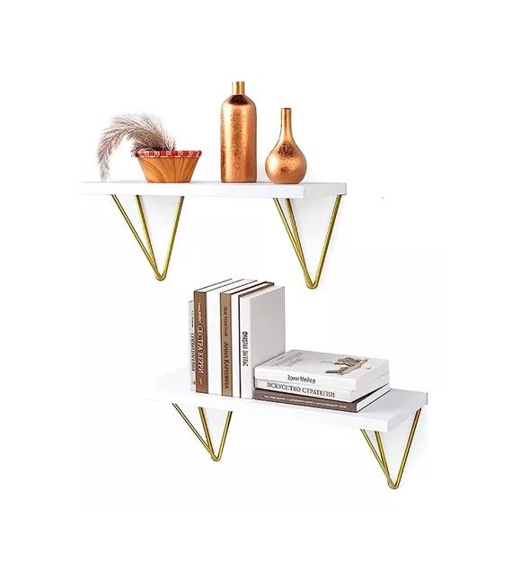 2 REPISAS DECORATIVAS ESTILO NÓRDICO ORGANIZADOR BLANCAS Y DORADAS - 2