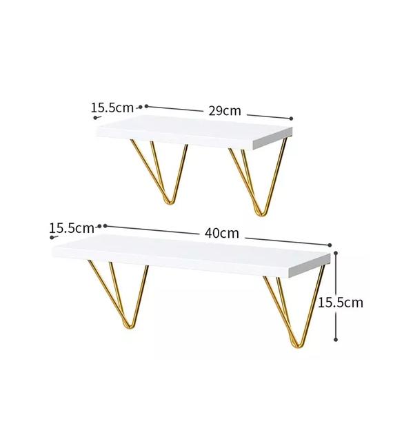 2 REPISAS DECORATIVAS ESTILO NÓRDICO ORGANIZADOR BLANCAS Y DORADAS - 4