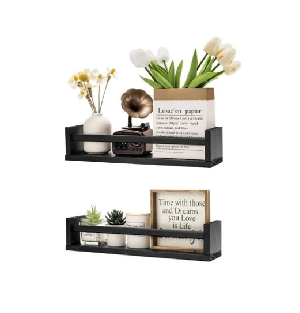 SET DE 3 REPISAS FLOTANTES MODERNAS BARANDAS 60CM NEGRO - 1