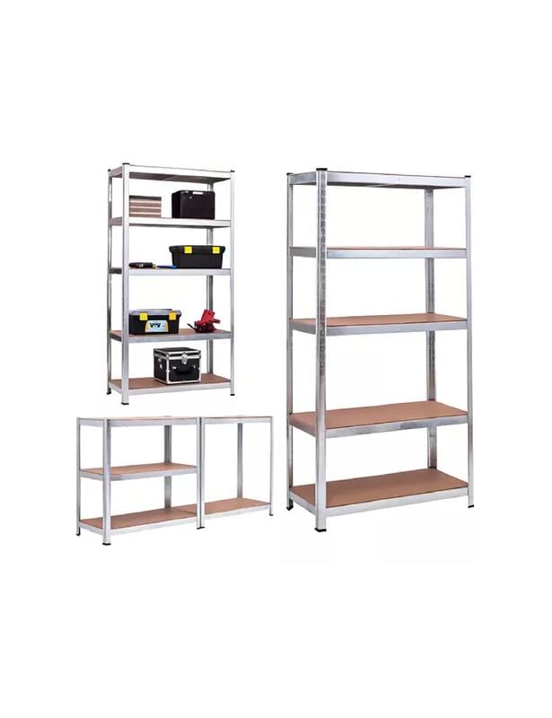 PACK 2 ESTANTES METÁLICOS OFICINA 180X90X40CM ORGANIZADOR ASPOR PLATEADO 5 NIVELES - 2