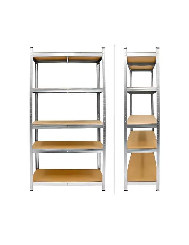 PACK 2 ESTANTES METÁLICOS OFICINA 180X90X40CM ORGANIZADOR ASPOR PLATEADO 5 NIVELES - 3