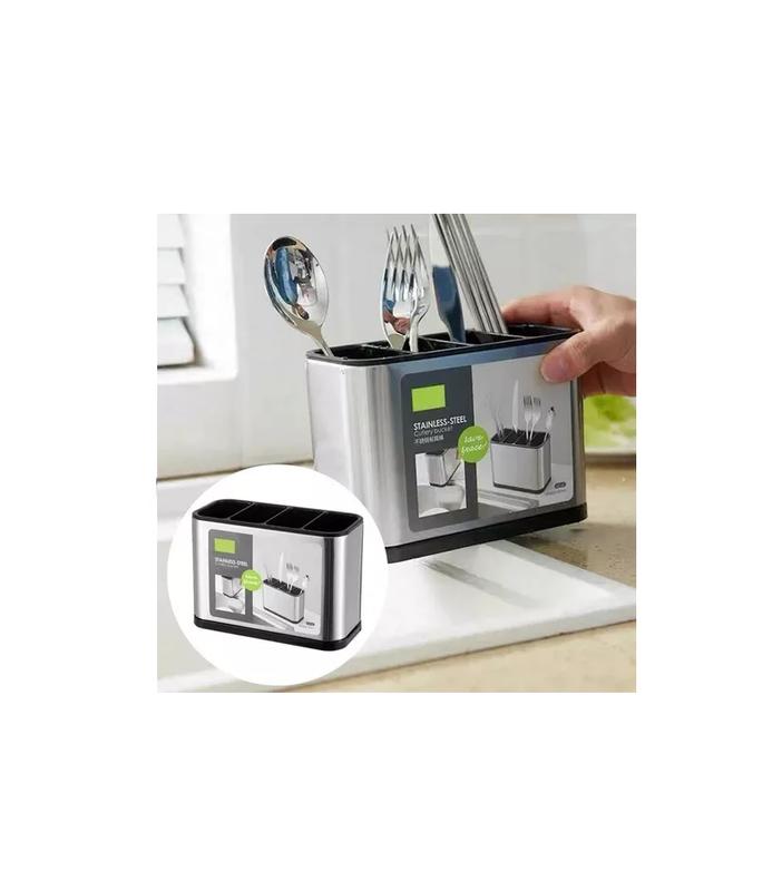 ESCURRIDOR DE CUBIERTOS ORGANIZADOR DE UTENSILIOS ACERO + PP PLATEADO - 6
