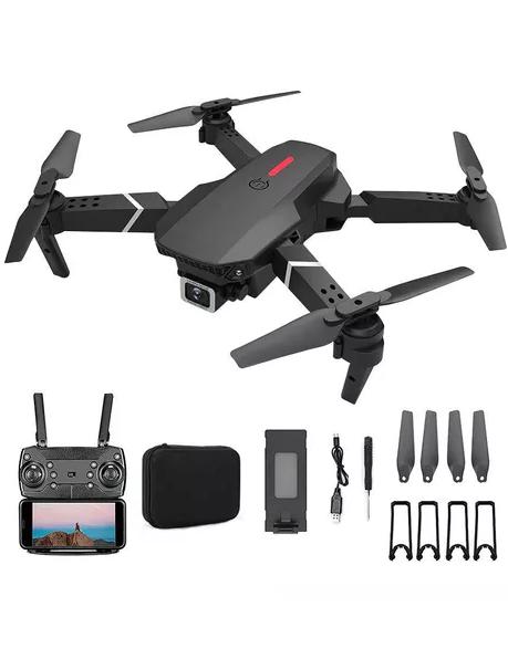 DRONE CON CÁMARA DUAL HD WIFI 3 BATERÍAS Y PROTECTORES COLOR NEGRO - 3