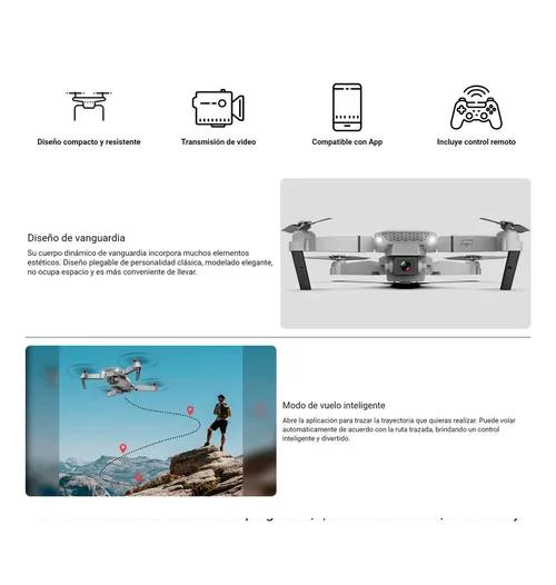 DRONE CON CÁMARA DUAL HD WIFI 3 BATERÍAS Y PROTECTORES COLOR NEGRO - 8