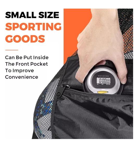 BALONERA SACO BOLSO MALLA PARA TRASLADO DE BALONES, PORTA 106X76 CM NEGRO - 4