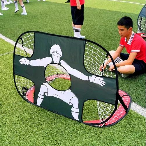 PORTERÍA ARCO DE FÚTBOL 5 TIROS, DOBLE USO ENTRENAMIENTO NEGRO - 4