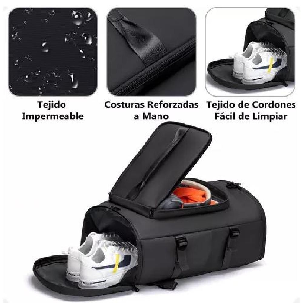 BOLSA DE GRAN CAPACIDAD PARA VIAJES Y DEPORTES, COLOR NEGRO - 4