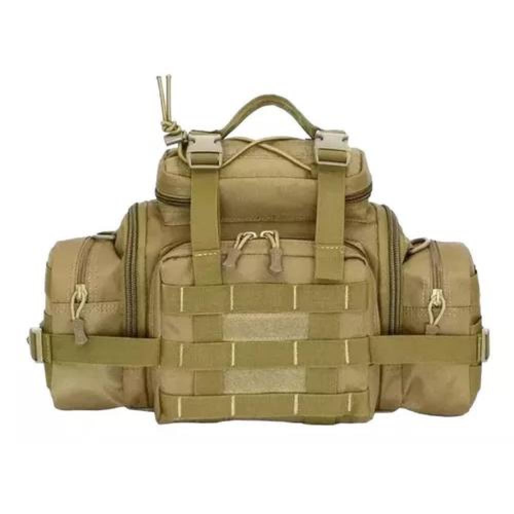 BOLSO BANANO GIGANTE TIPO BOTIQUÍN TÁCTICO MILITAR CAFÉ - 2
