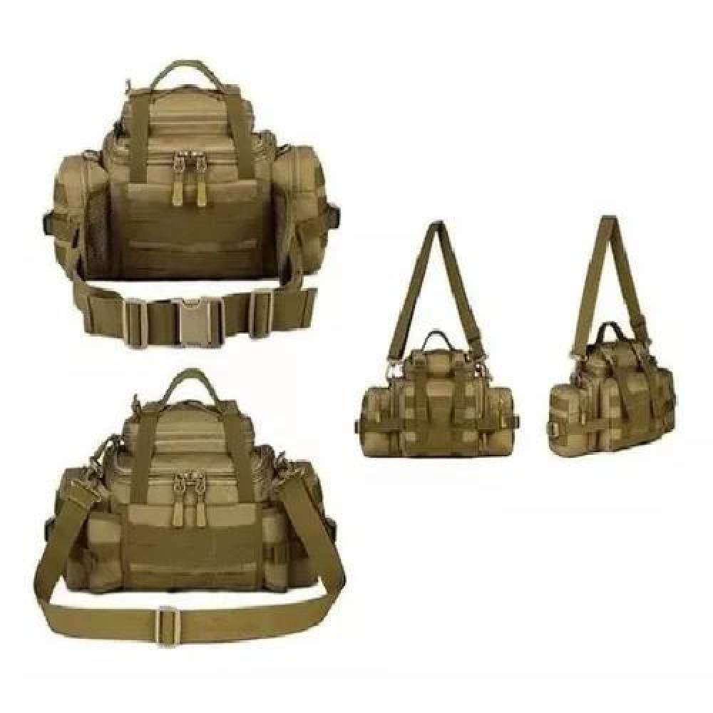 BOLSO BANANO GIGANTE TIPO BOTIQUÍN TÁCTICO MILITAR CAFÉ - 3