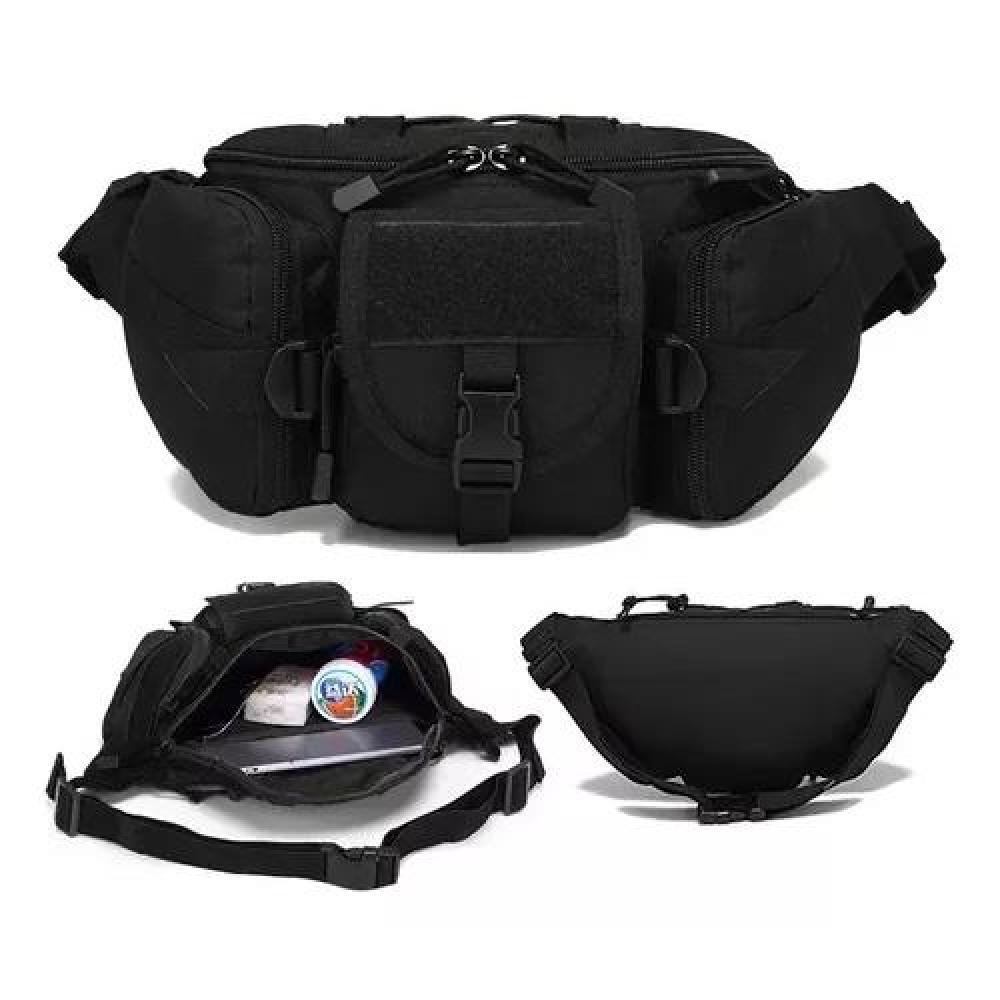 BANANO DE SENDERISMO TREKKING OUTDOOR TÁCTICO MILITAR NEGRO - 4