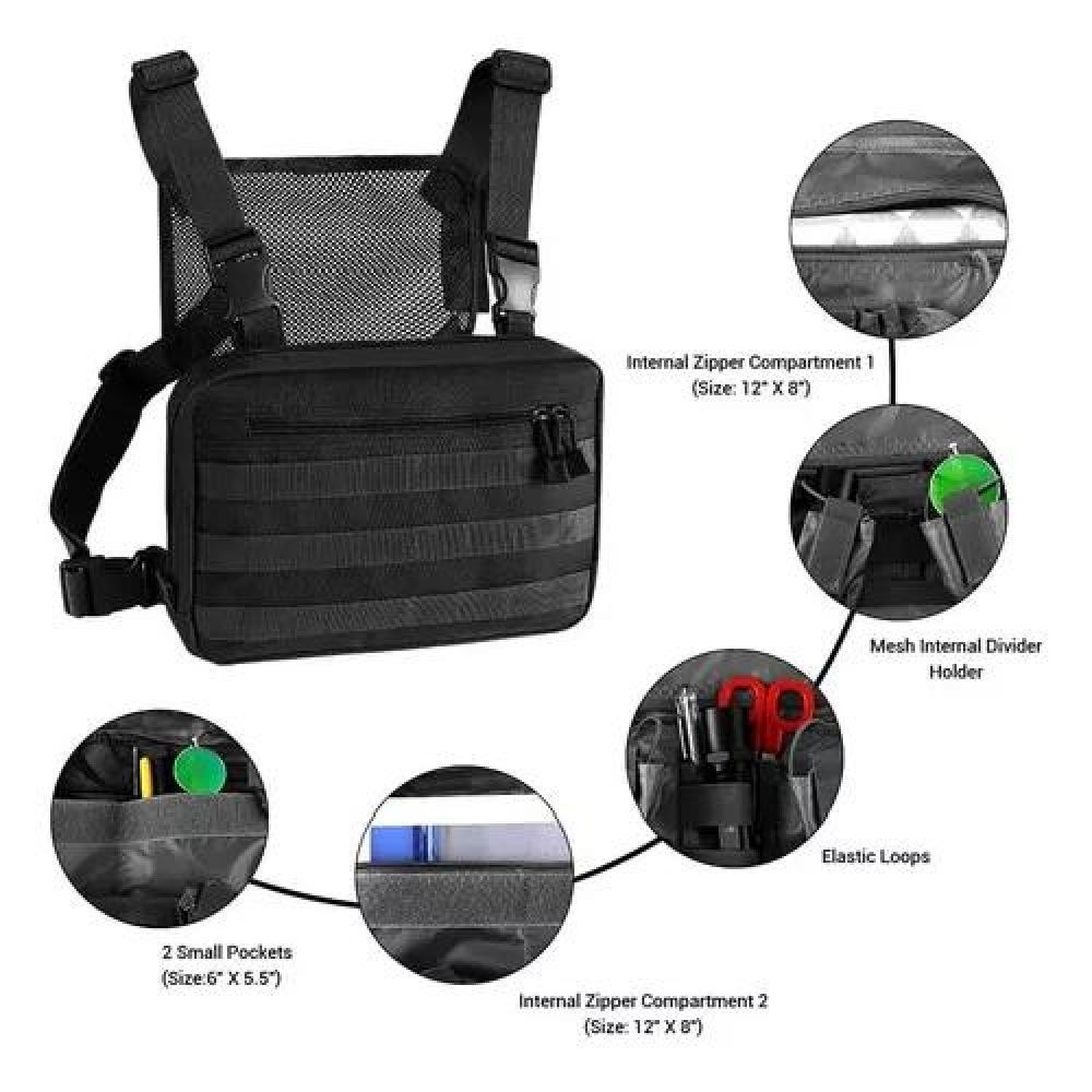 BANANO TÁCTICO TIPO PECHERA MILITAR COLOR NEGRO - 3