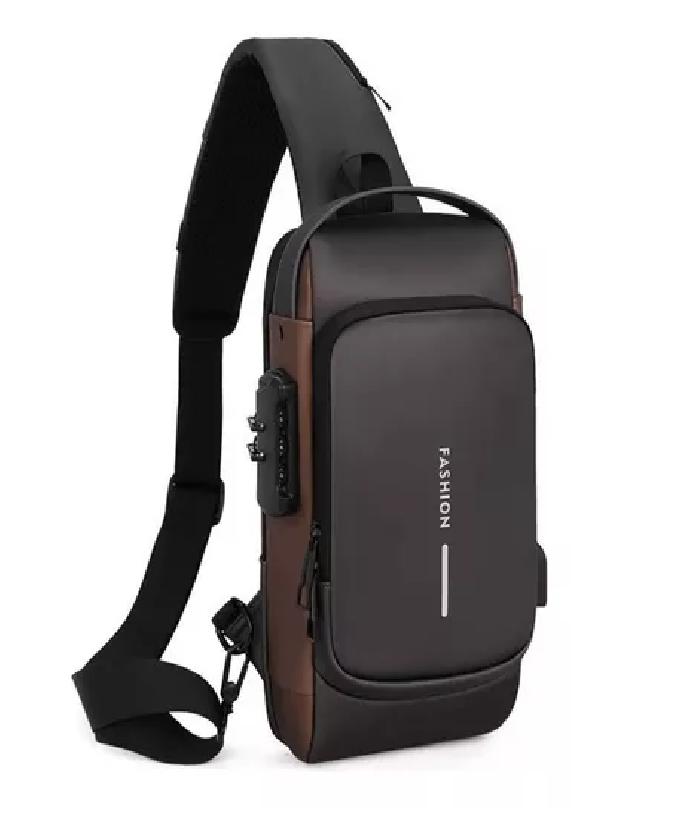 BOLSA DE PECHO ANTIRROBO PARA HOMBRE CON CARGA USB COLOR NEGRO - 1