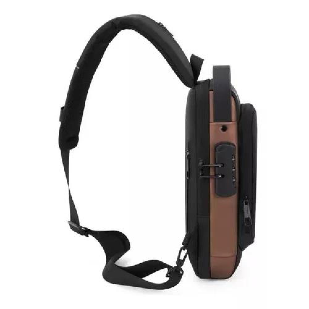BOLSA DE PECHO ANTIRROBO PARA HOMBRE CON CARGA USB COLOR NEGRO - 2