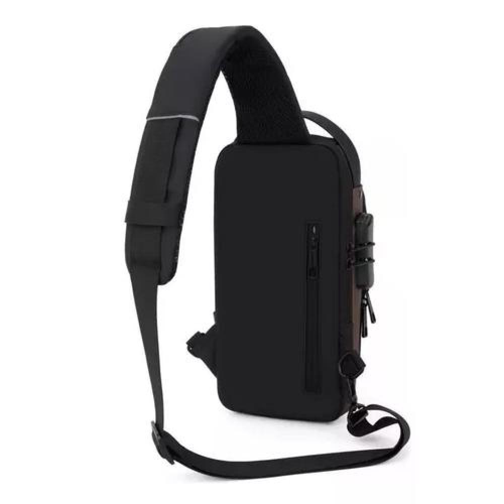 BOLSA DE PECHO ANTIRROBO PARA HOMBRE CON CARGA USB COLOR NEGRO - 3