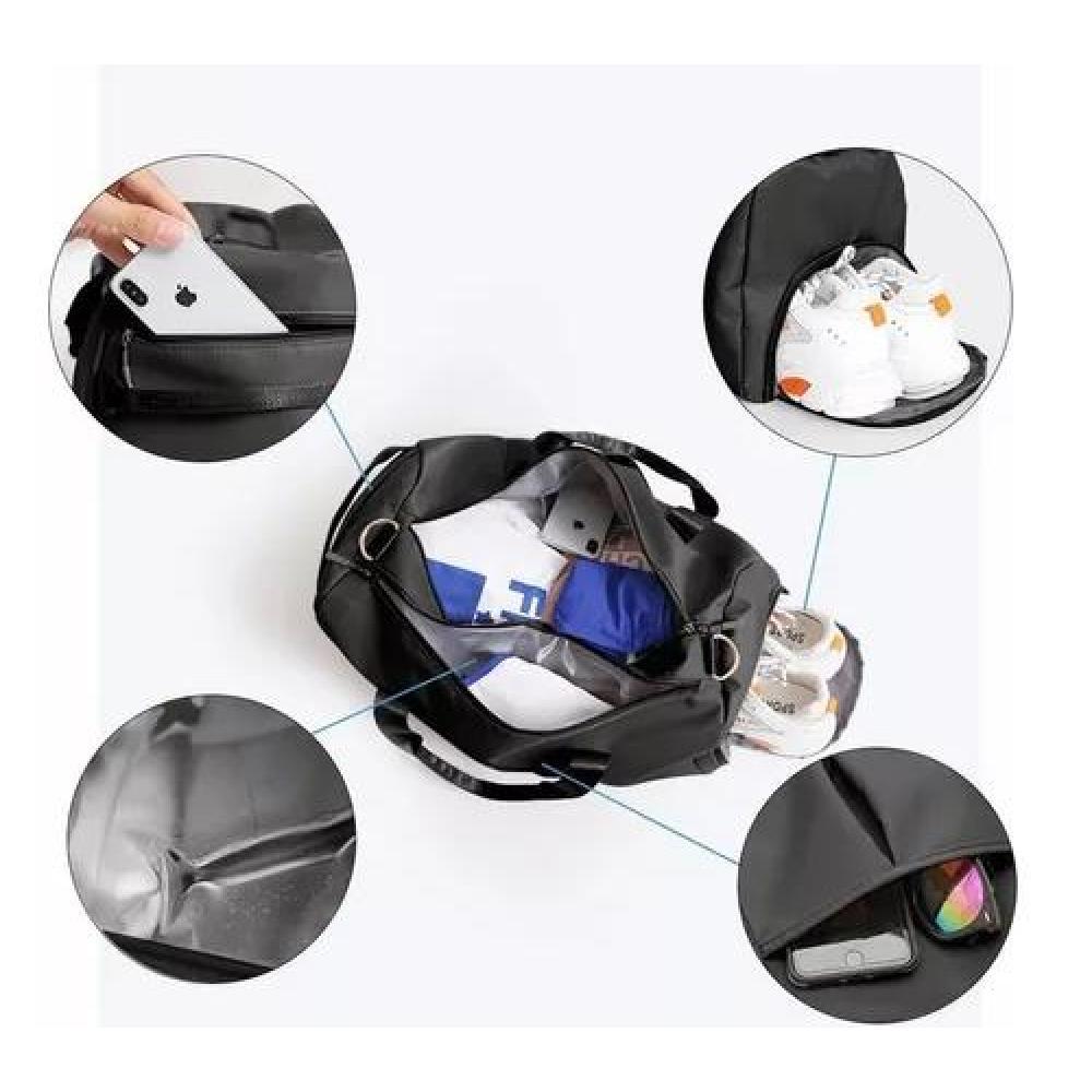 BOLSA DE GRAN CAPACIDAD PARA VIAJES Y DEPORTES, COLOR GRIS - 7