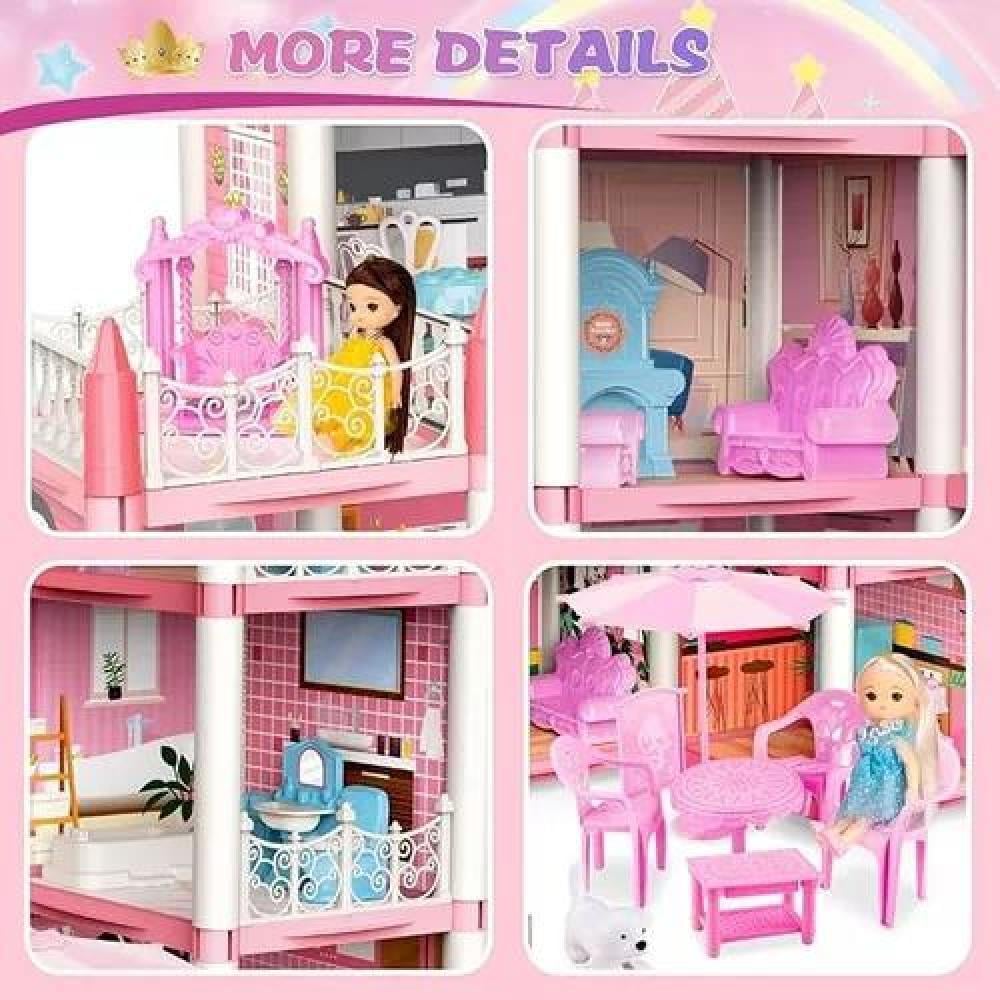 CASA CASITA DE MUÑECAS CON MUEBLES, CASTILLO JUGUETE PARA NIÑAS - 3