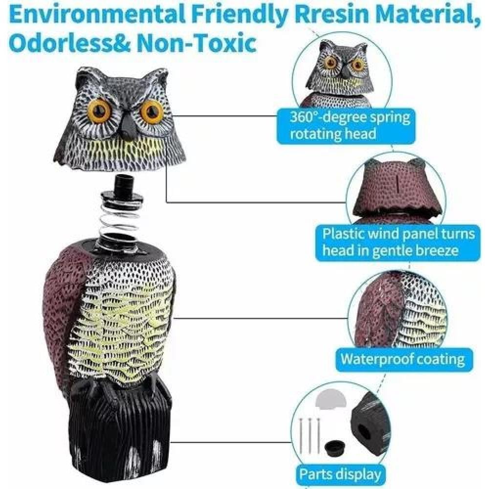 BÚHO REALISTA, ESPANTAPÁJAROS PARA PALOMAS Y PÁJAROS - 3