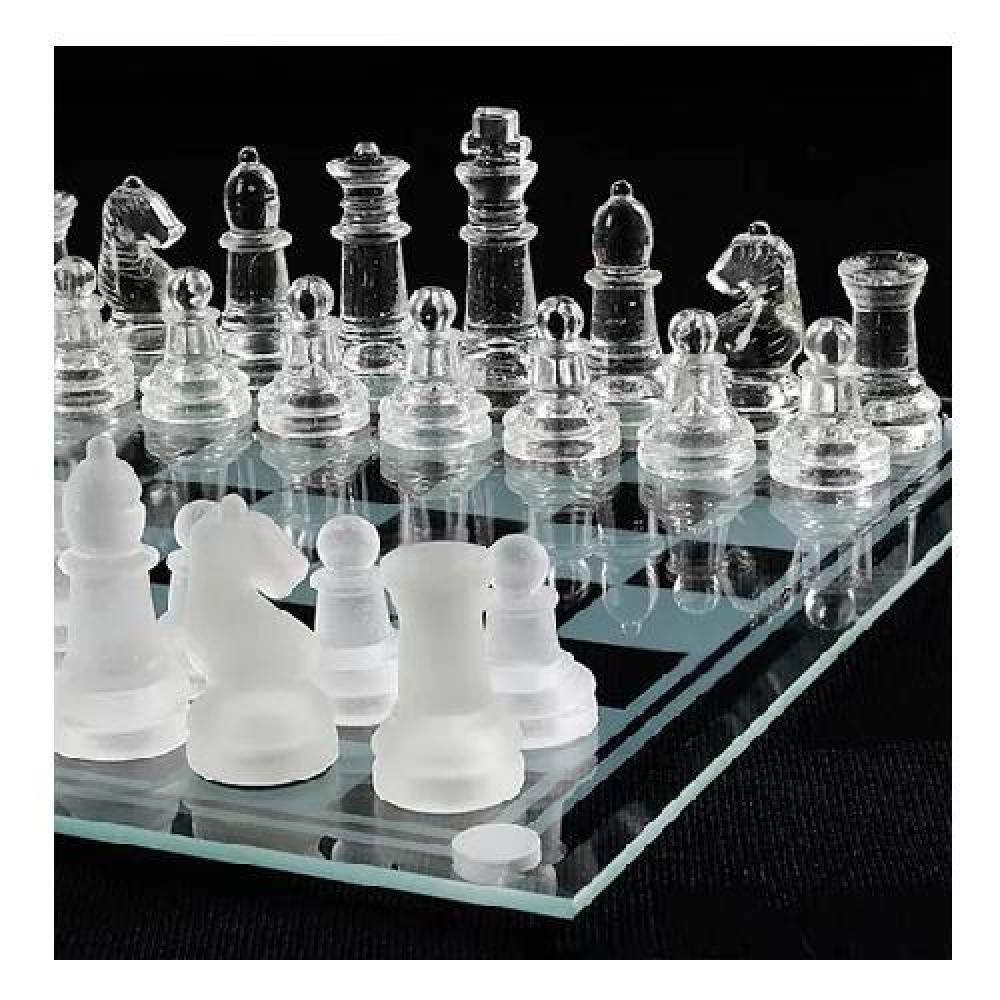 AJEDREZ DE CRISTAL CALIDAD 26X26 CM JUEGO DE MESA LUJO - 1