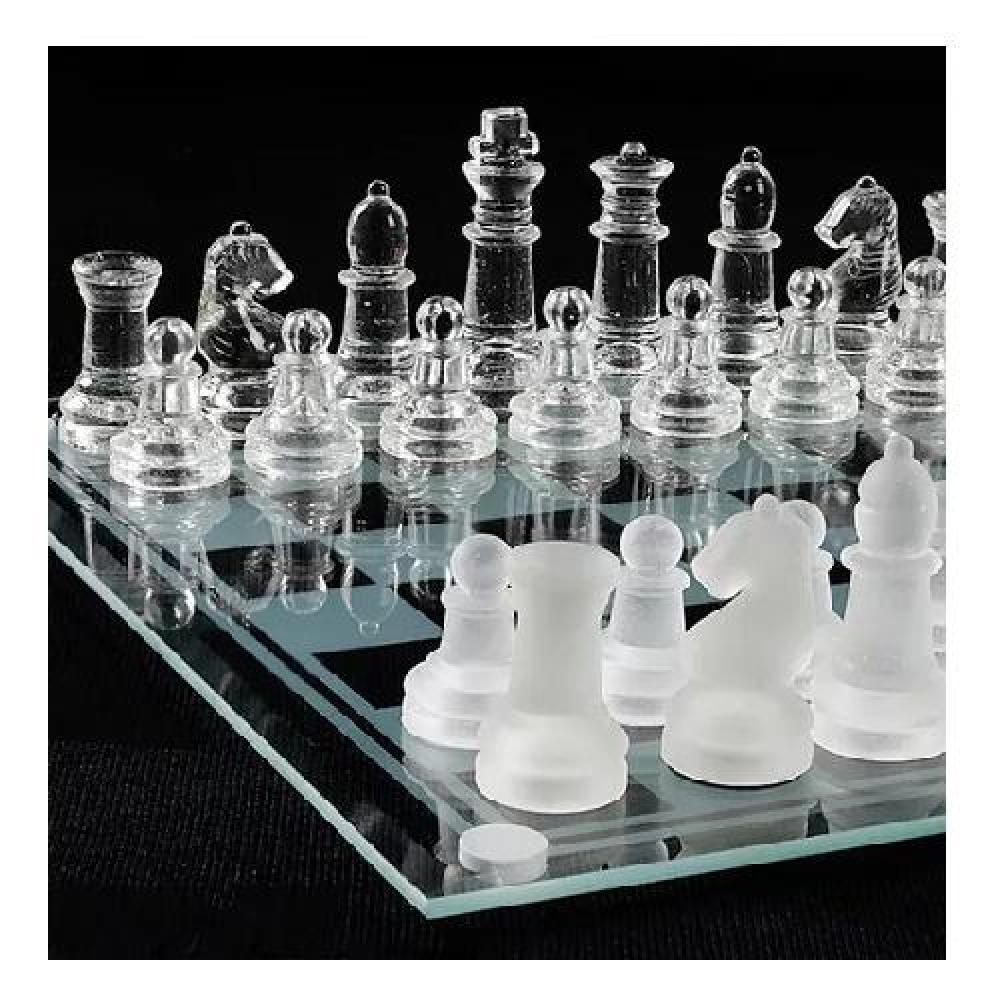 AJEDREZ DE CRISTAL CALIDAD 26X26 CM JUEGO DE MESA LUJO - 2