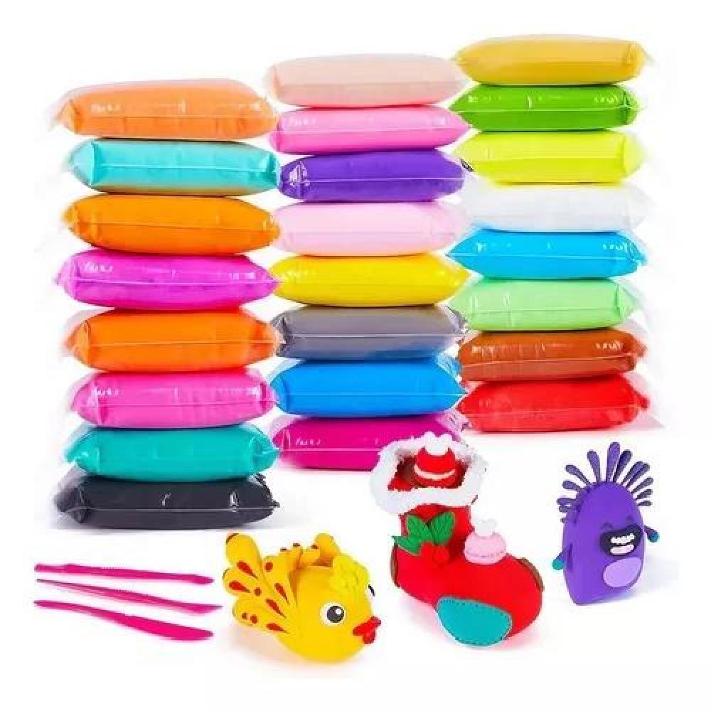 12 MASAS MOLDEABLES FUMMY TIPO GOMA EVA GUMMY SLIME + ESTECAS COLOR 24 - 1