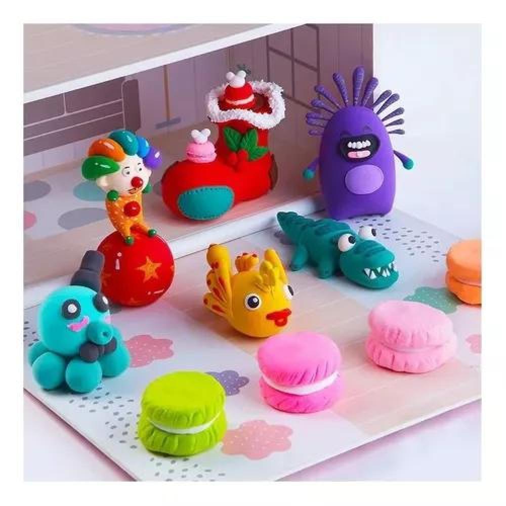 12 MASAS MOLDEABLES FUMMY TIPO GOMA EVA GUMMY SLIME + ESTECAS COLOR 24 - 6