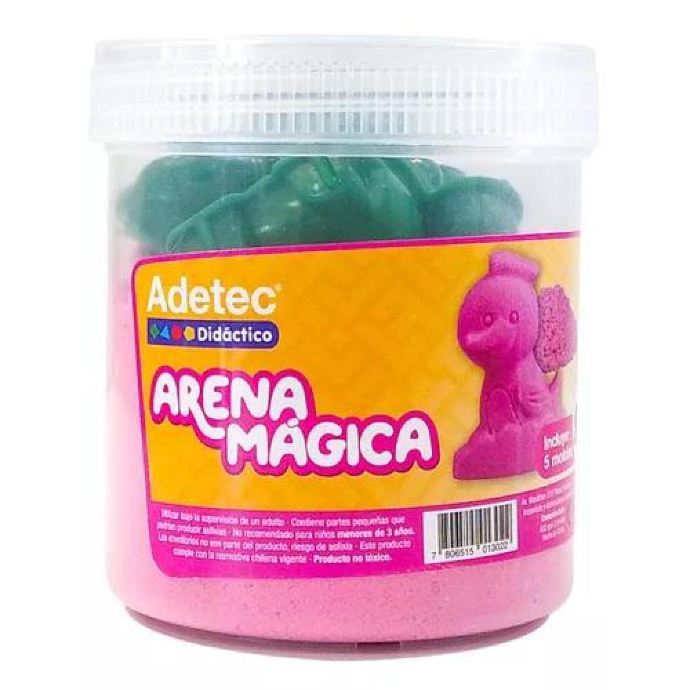 ARENA MÁGICA COLORES 450 G CON 5 MOLDES ADETEC COLOR ROSADO - 3