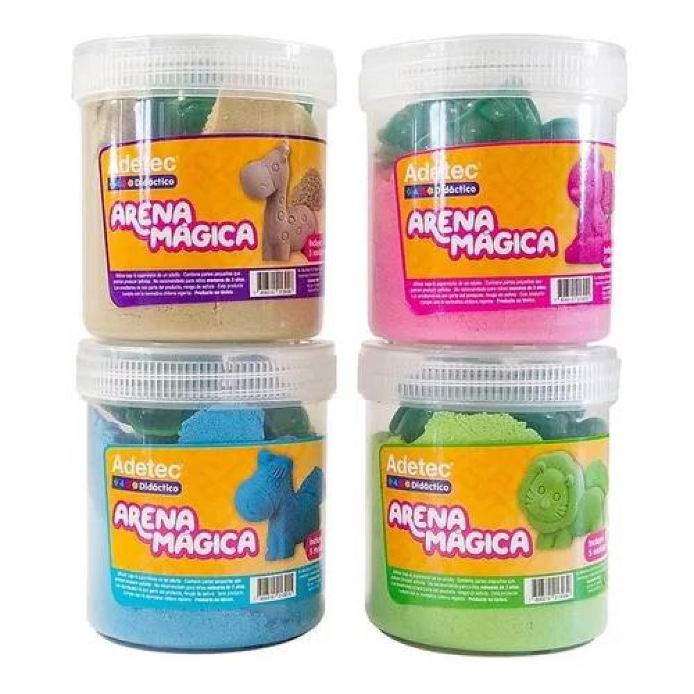 ARENA MÁGICA COLORES 450 G CON 5 MOLDES ADETEC COLOR AZUL - 1
