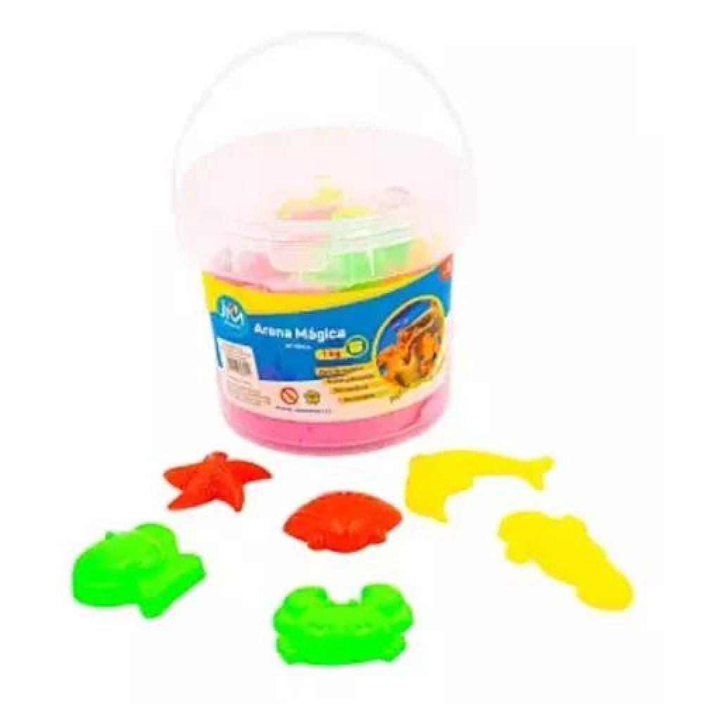 ARENA MÁGICA KINÉTICA POTE 1 KG + MOLDES COLOR VERDE - 2
