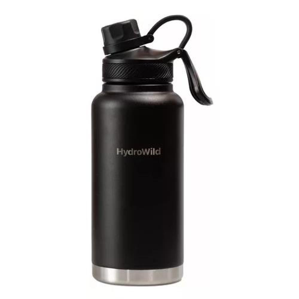 BOTELLA TÉRMICA DE 1 LITRO, INOXIDABLE, HYDROWILD, 1000 ML, CON TAPAS, COLOR NEGRO - 2