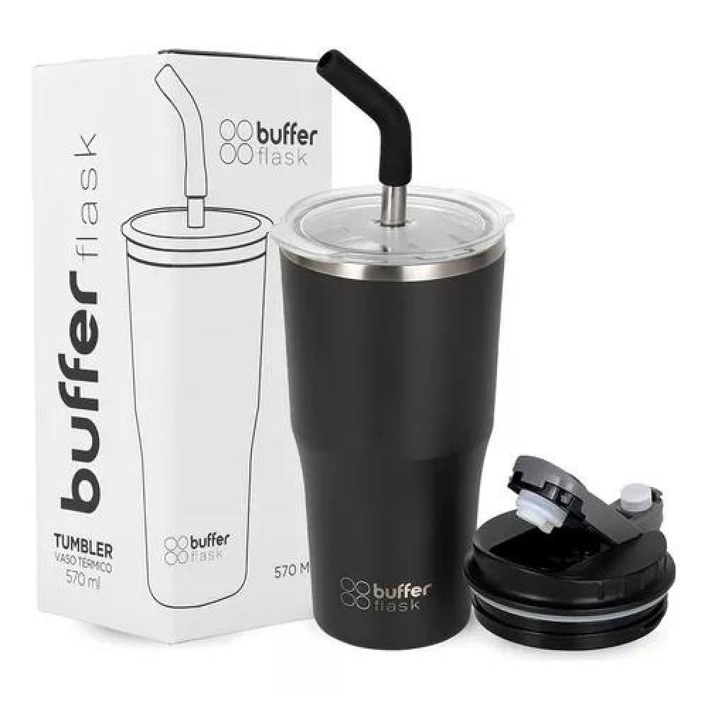 BUFFER ROQUES 600, VASO TERMO PARA AGUA Y CAFÉ, 570 ML, ACERO INOXIDABLE CON TAPAS - 1