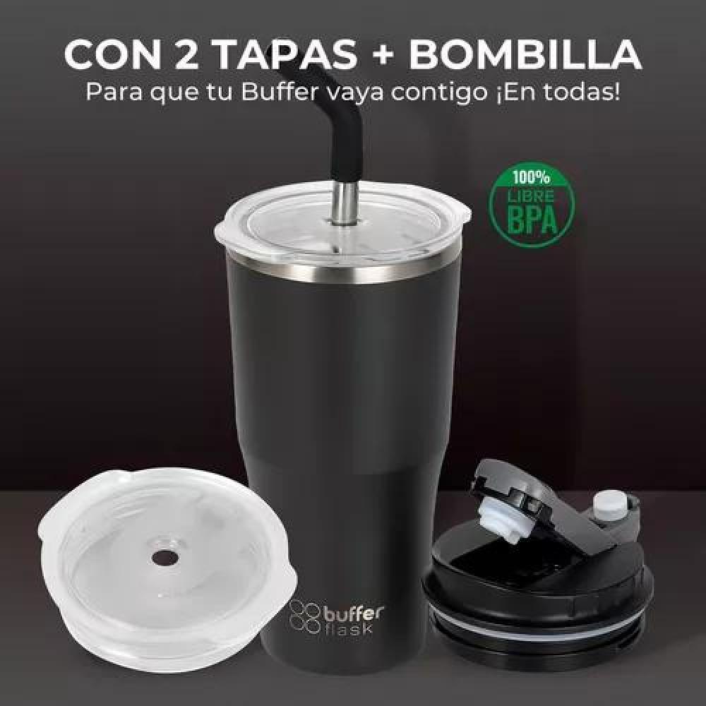 BUFFER ROQUES 600, VASO TERMO PARA AGUA Y CAFÉ, 570 ML, ACERO INOXIDABLE CON TAPAS - 3