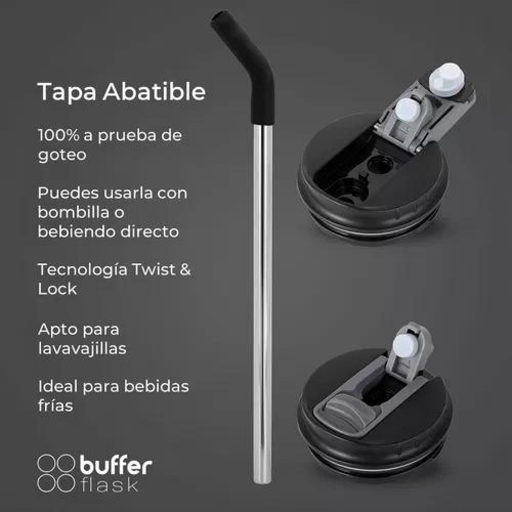 BUFFER ROQUES 600, VASO TERMO PARA AGUA Y CAFÉ, 570 ML, ACERO INOXIDABLE CON TAPAS - 4