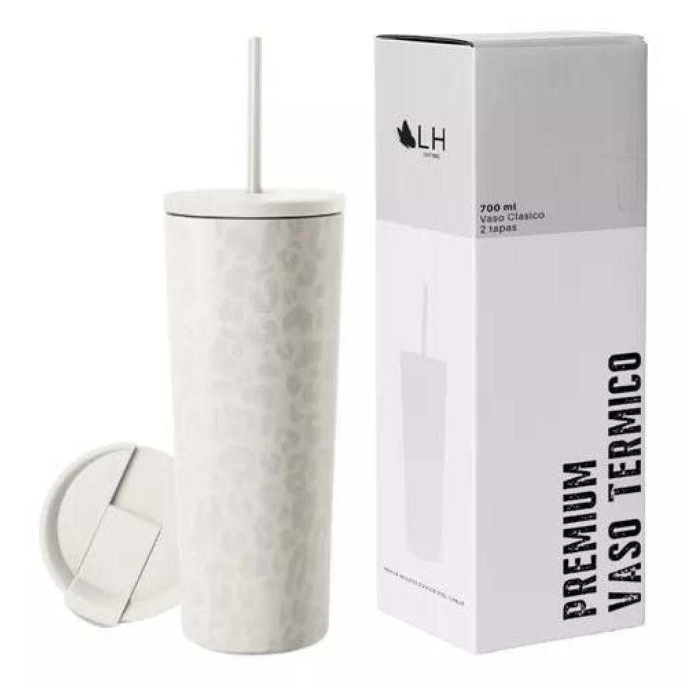 VASO TÉRMICO MUG LH 700 LT, ACERO INOXIDABLE, BLANCO LEOPARDO - 1