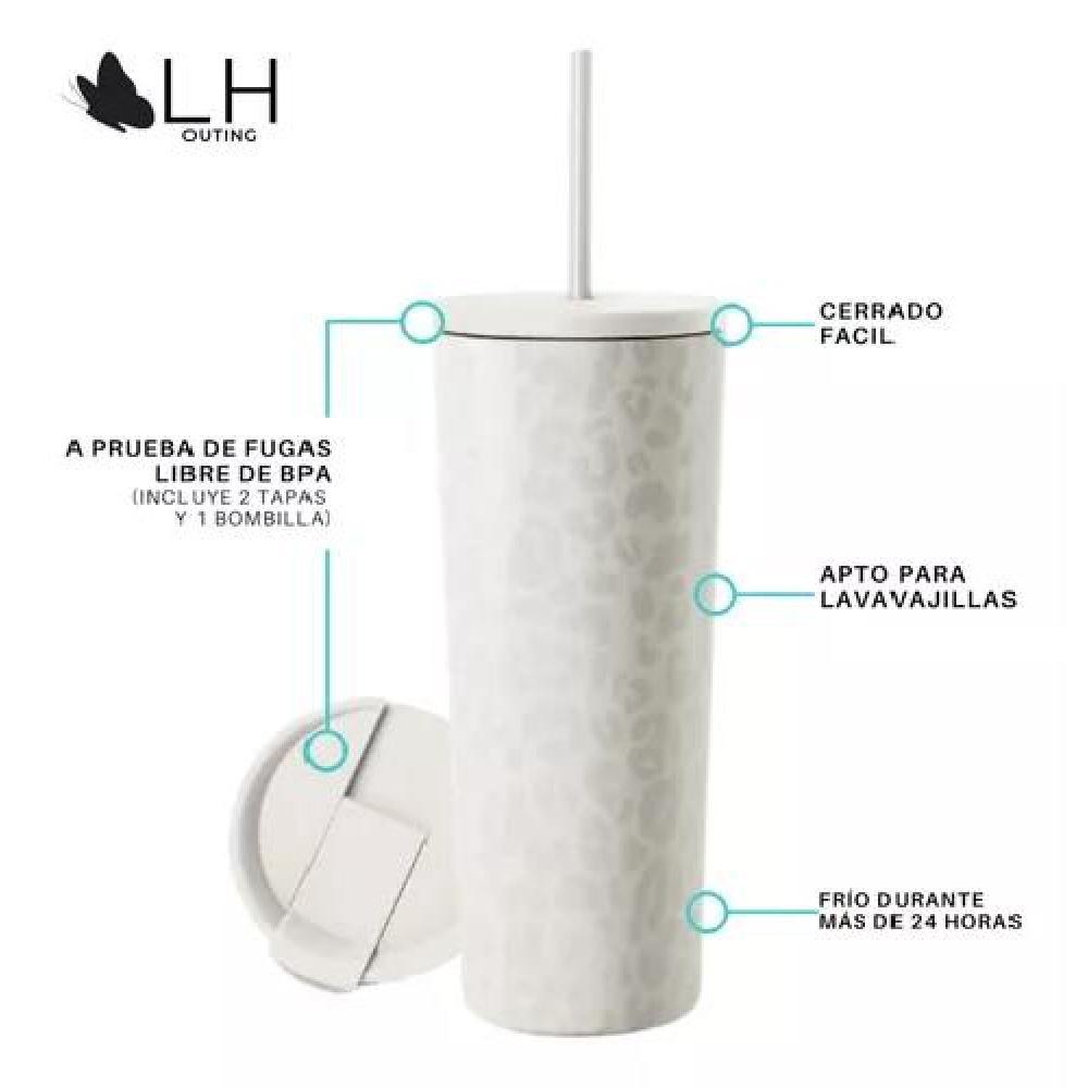VASO TÉRMICO MUG LH 700 LT, ACERO INOXIDABLE, BLANCO LEOPARDO - 2
