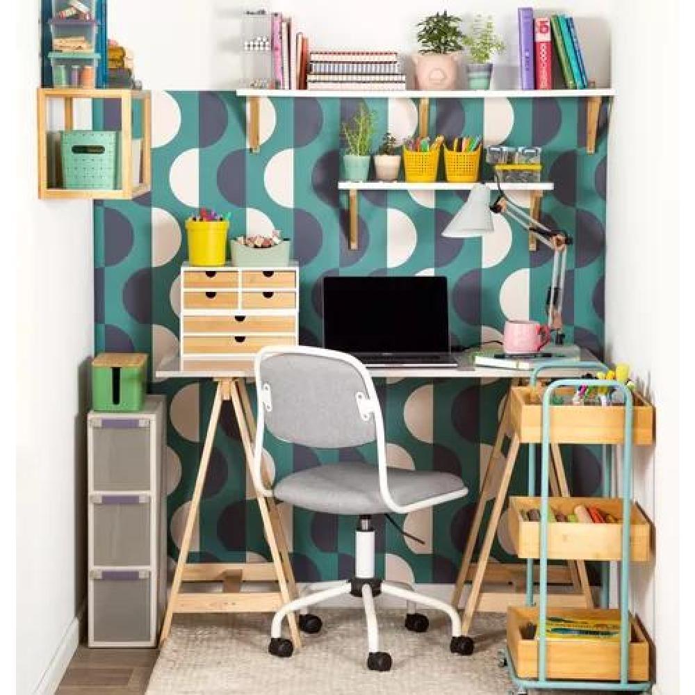 SILLA DE ESCRITORIO CON TAPIZADO DE TELA MELANGE COLOR GRIS - 7