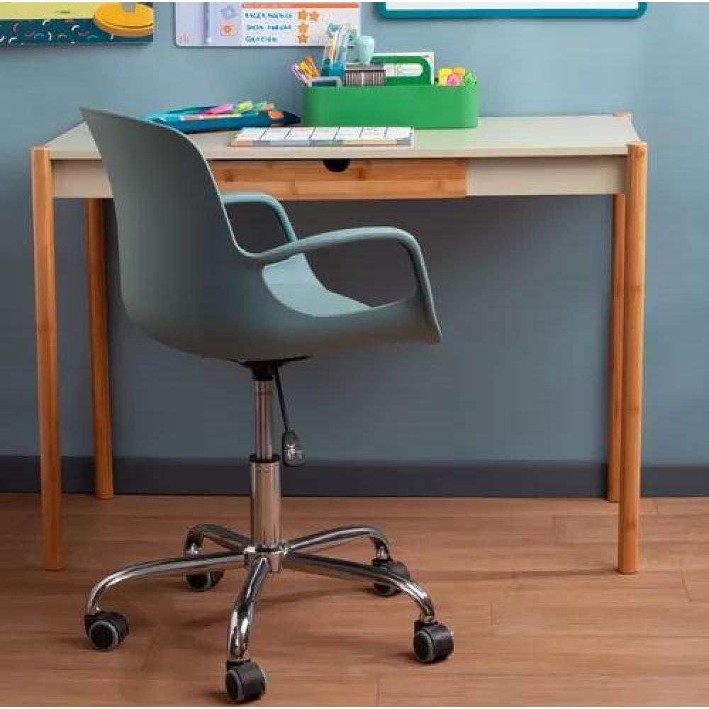 SILLA DE ESCRITORIO CON BRAZOS COLOR TURQUESA - 4